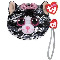 Flash Sale ⭐ Ty Fashion™ Kiki Black & Silver Cat Sequin Wristlet ❤️