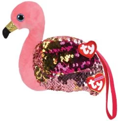Wholesale 👍 Ty Fashion™ Gilda Pink & Gold Flamingo Sequin Wristlet 🤩