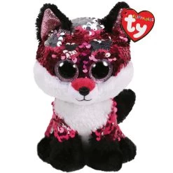 Outlet 🥰 Ty Flippables™ Jewel Burgundy & White Sequin Fox, Regular 😉
