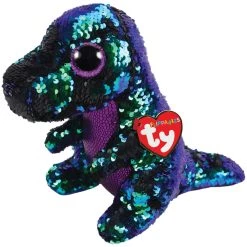 New 🔔 Ty Flippables™ Crunch Green & Purple Sequin Dinosaur, Medium 😍