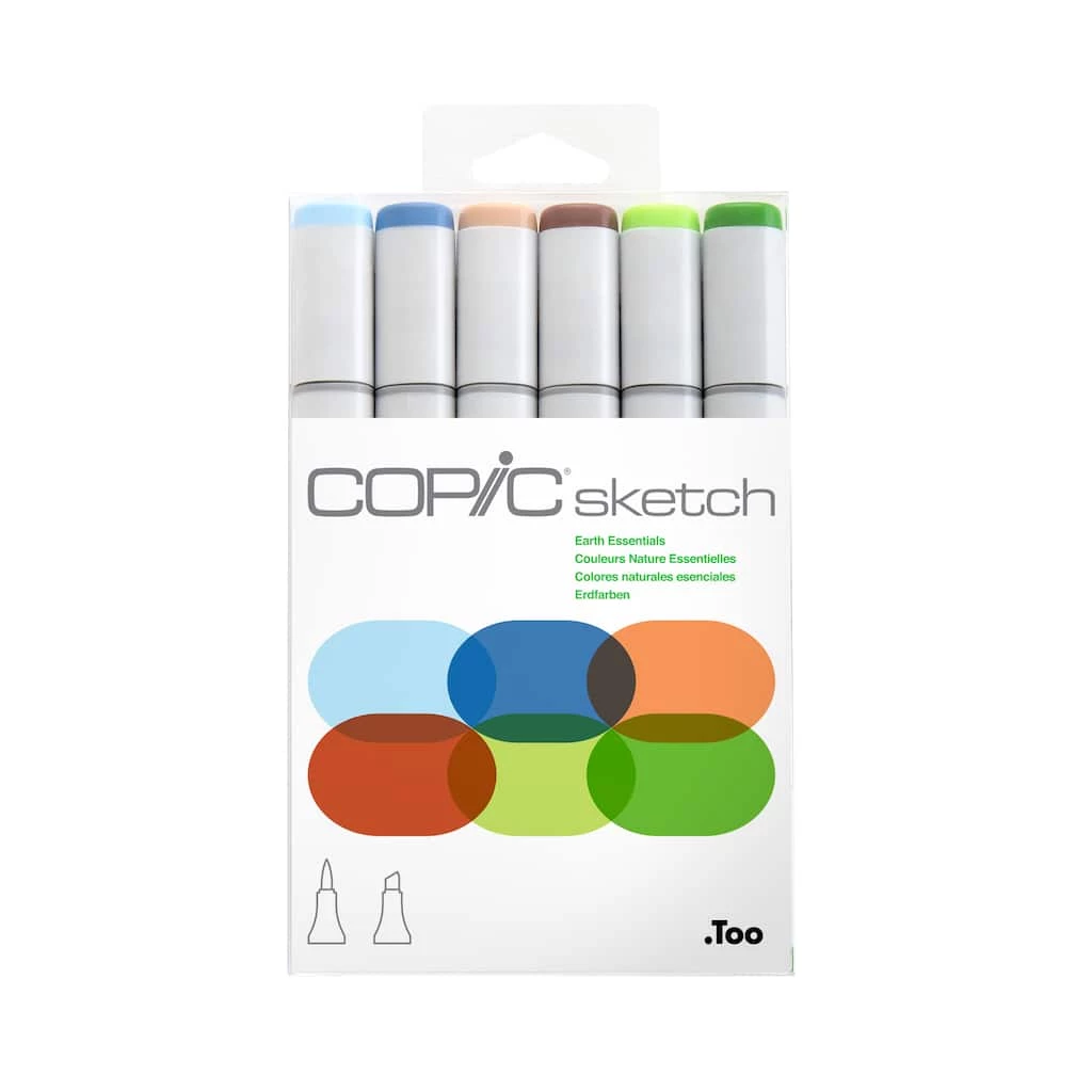 New ⭐ Copic® Sketch Marker Set, 6 Color Earth Essentials ✔️ 3 New ⭐ Copic® Sketch Marker Set, 6 Color Earth Essentials ✔️