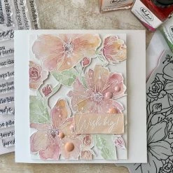 Best Sale ⌛ Pinkfresh Studio Floral Focus Cling Rubber Background Stamp 🤩 -Copic Shop D403702S 5